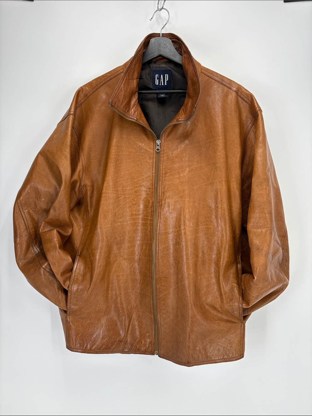 🥜 GAP vintage lived in Brown Leather Bomber Jacket